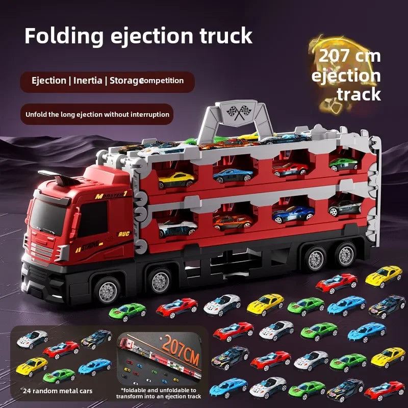 Foldable Track Alloy Transforming Carrier Truck Toy.