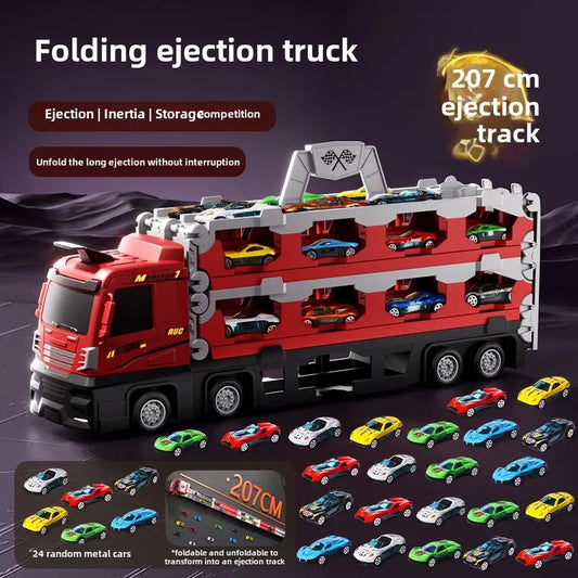 Foldable Track Alloy Transforming Carrier Truck Toy.